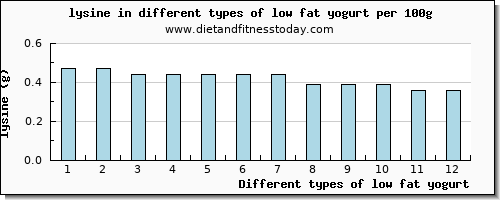 low fat yogurt lysine per 100g
